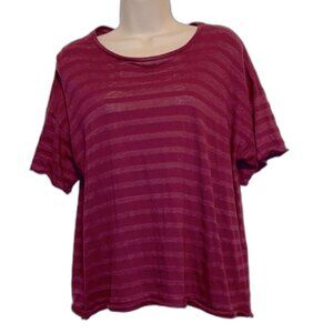 RAG and BONE Short Sleeved Burgundy Linen Blend T Shirt Top Womens Medium